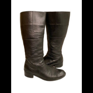 Woman’s Boots Size 38 or 7.5 Black Calf High Casual or Dressy Low Heel Shoes